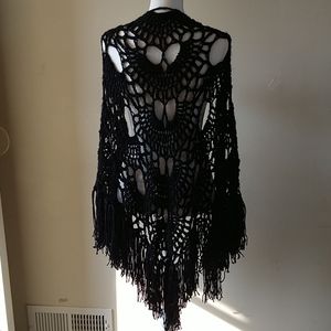 Black fringed shawl virus shawl new